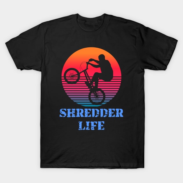 Shredder Life BMX retro sunset T-Shirt by Geoji 